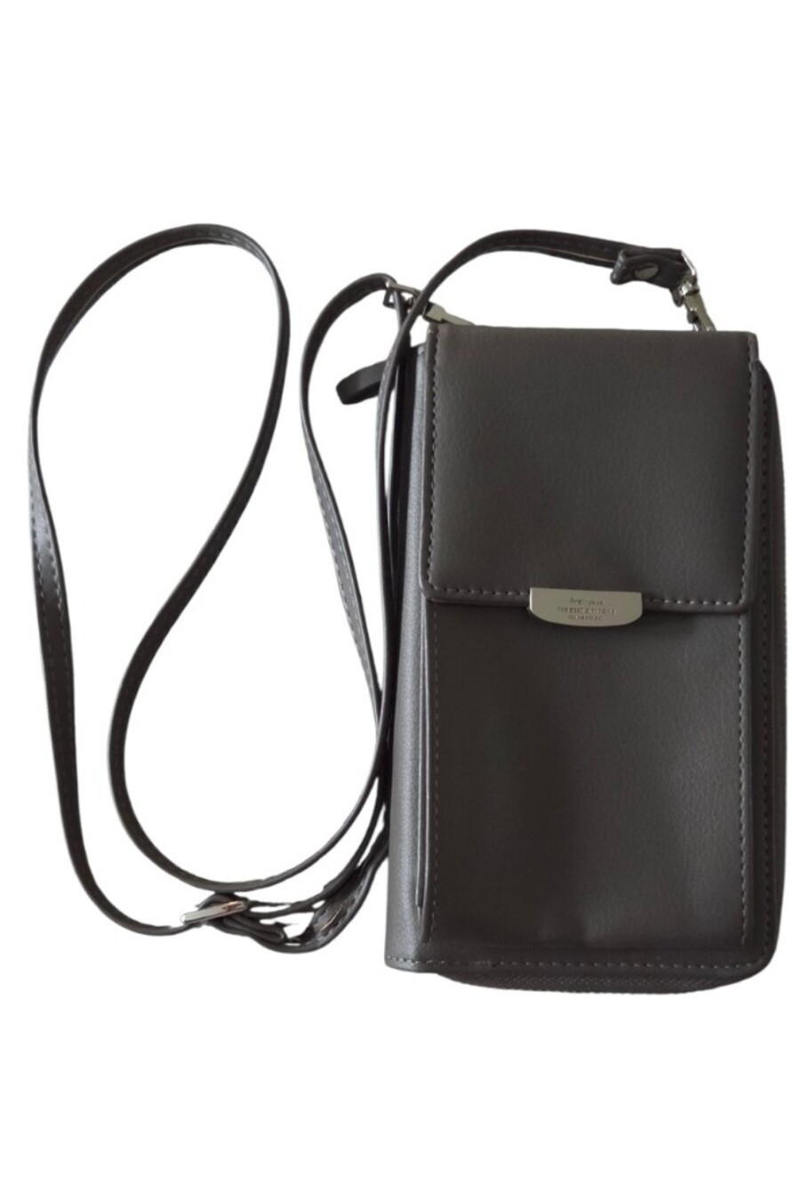 Prettyzys Gray Crossbody Wallet Purse RFID Zip Around Phone Bag Adjustable Strap